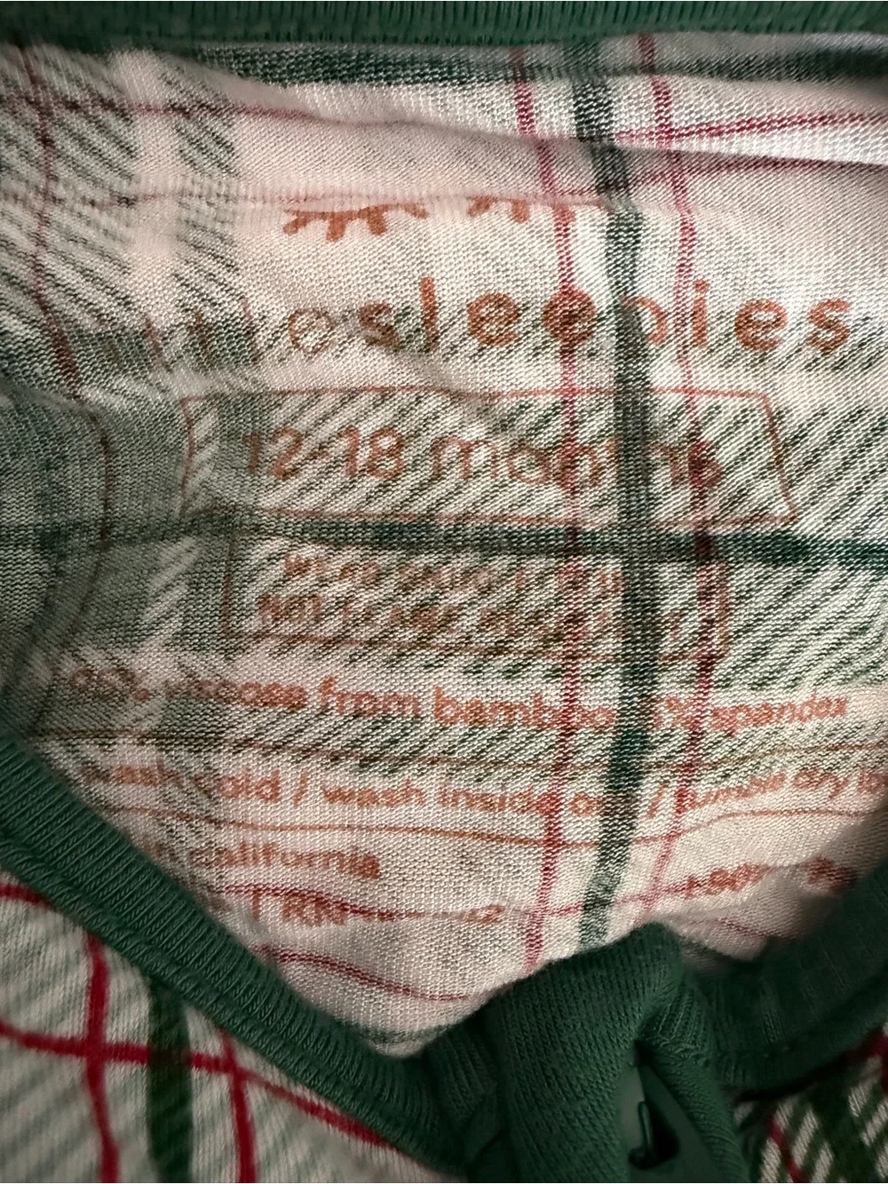 Little Sleepies Green Plaid One-Piece Footie Pajamas